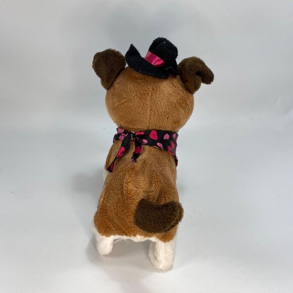 Animated Walking Singing Dog Heart Scarf Hat Battery Operated 8" Plush Toy - Picture 6 of 11